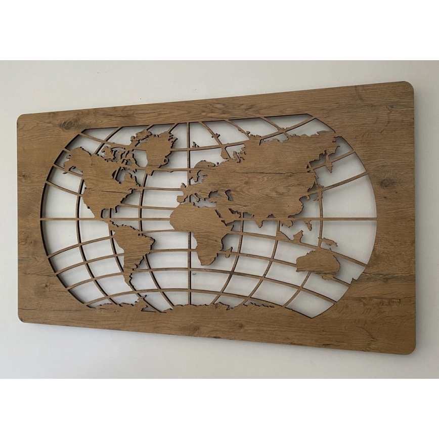 Li-Go 4868/DUB2 - Dimējama LED sienas dekorācija LED/24W/230V 110x60 cm ozols/Pasaules karte (paralēles)