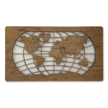 Li-Go 4868/DUB2 - Dimējama LED sienas dekorācija LED/24W/230V 110x60 cm ozols/Pasaules karte (paralēles)