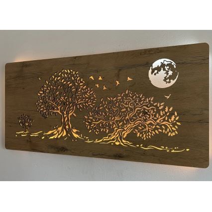 Li-Go 5042/DUB2 - Regulējams LED sienas dekors LED/24W/230V 110x50 cm ozols/Trīs ozoli un mēness