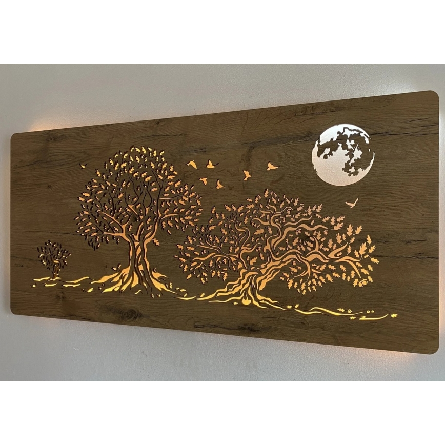 Li-Go 5042/DUB2 - Regulējams LED sienas dekors LED/24W/230V 110x50 cm ozols/Trīs ozoli un mēness