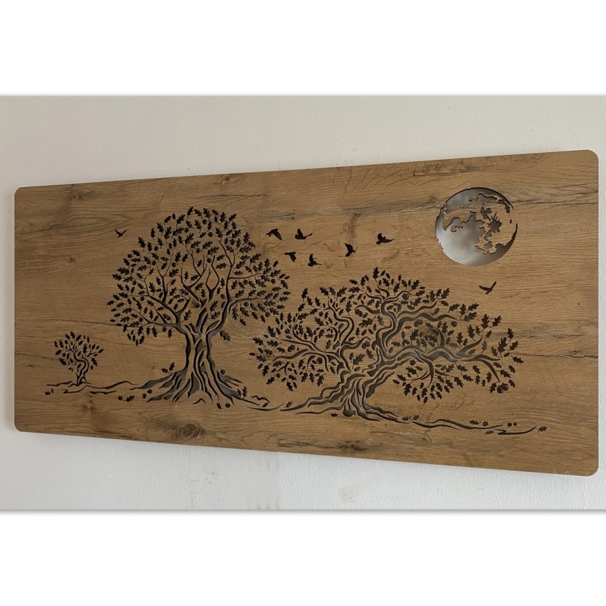 Li-Go 5042/DUB2 - Regulējams LED sienas dekors LED/24W/230V 110x50 cm ozols/Trīs ozoli un mēness