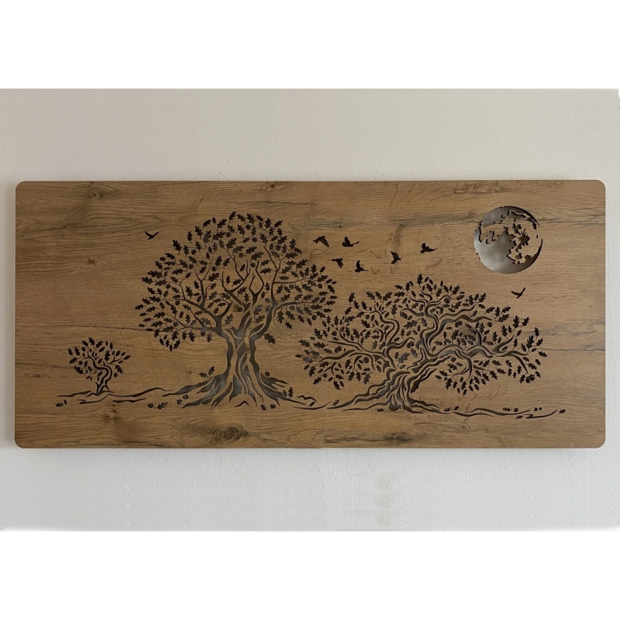 Li-Go 5042/DUB2 - Regulējams LED sienas dekors LED/24W/230V 110x50 cm ozols/Trīs ozoli un mēness