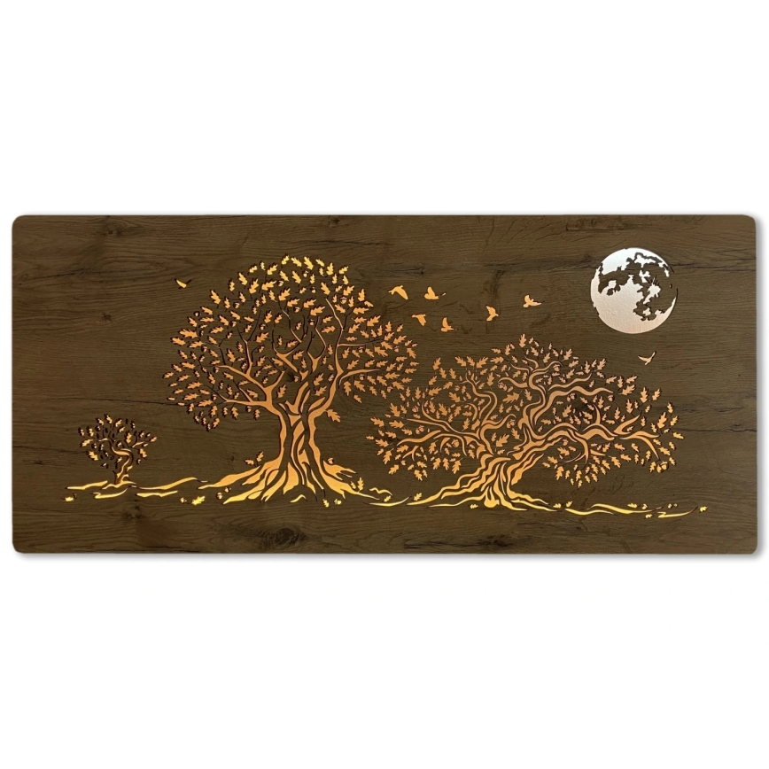 Li-Go 5042/DUB2 - Regulējams LED sienas dekors LED/24W/230V 110x50 cm ozols/Trīs ozoli un mēness