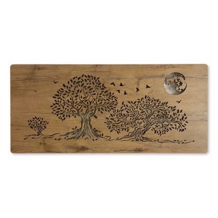 Li-Go 5042/DUB2 - Regulējams LED sienas dekors LED/24W/230V 110x50 cm ozols/Trīs ozoli un mēness