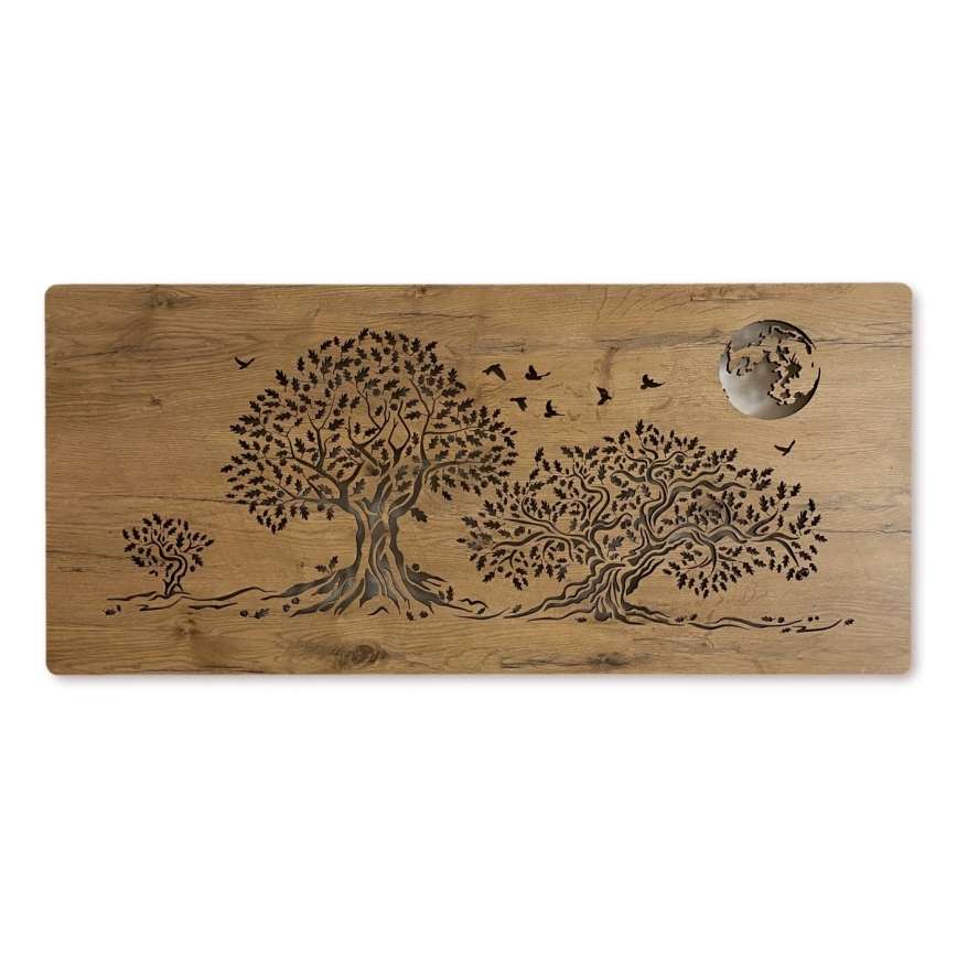 Li-Go 5042/DUB2 - Regulējams LED sienas dekors LED/24W/230V 110x50 cm ozols/Trīs ozoli un mēness