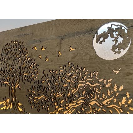 Li-Go 5042/DUB2 - Regulējams LED sienas dekors LED/24W/230V 110x50 cm ozols/Trīs ozoli un mēness