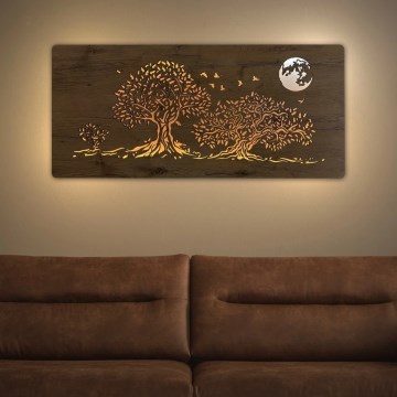 Li-Go 5042/DUB2 - Regulējams LED sienas dekors LED/24W/230V 110x50 cm ozols/Trīs ozoli un mēness