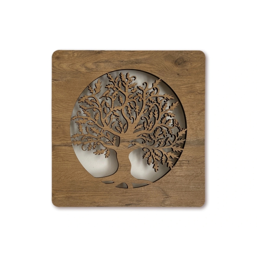 Li-Go 5275/DUB2 - LED pulkstenis ar regulējamu spilgtumu LED/10W/5V 20000 mAh 42x42 cm ozols/ozols aplī + ar tālvadības pulti