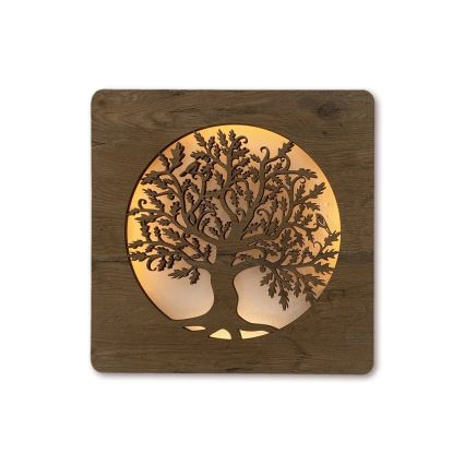 Li-Go 5275/DUB2 - LED regulējama sienas dekorācija LED/10W/5V 20000 mAh 42x42 cm ozols/Ozols aplī + ar tālvadības pulti