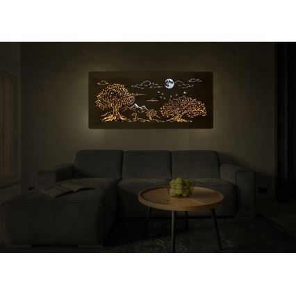 Li-Go 5478/DUB2 - Dimējama LED sienas dekorācija LED/24W/230V 130x60 cm ozols/Četri ozoli un mēness