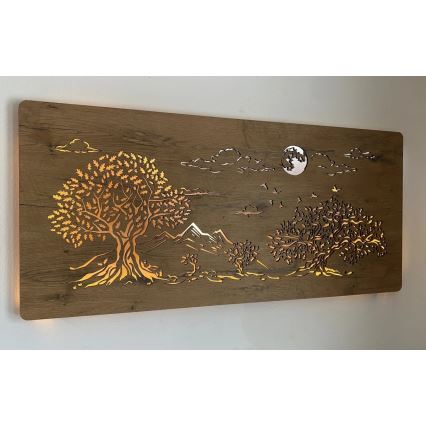 Li-Go 5478/DUB2 - Dimējama LED sienas dekorācija LED/24W/230V 130x60 cm ozols/Četri ozoli un mēness