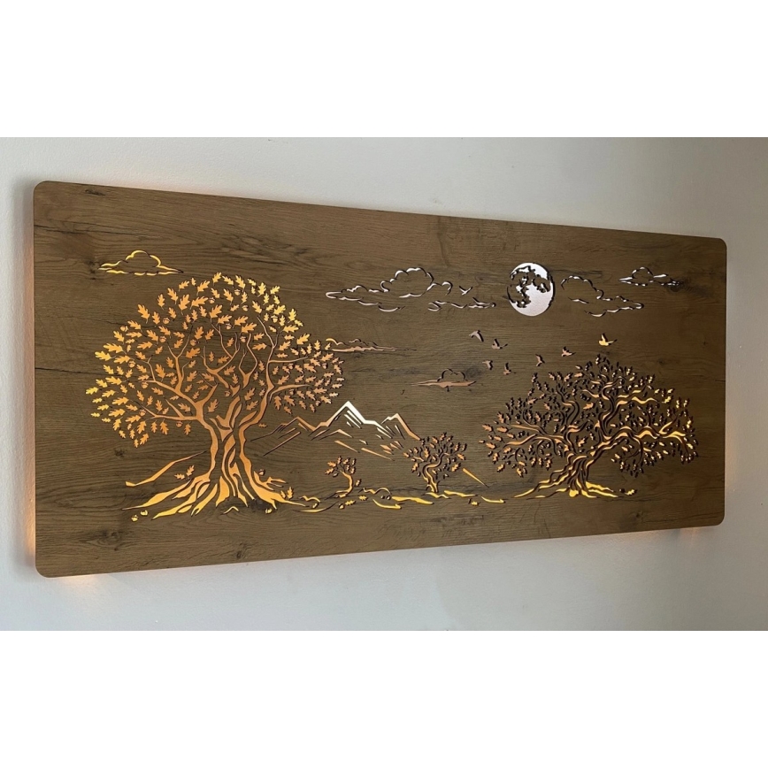 Li-Go 5478/DUB2 - Dimējama LED sienas dekorācija LED/24W/230V 130x60 cm ozols/Četri ozoli un mēness