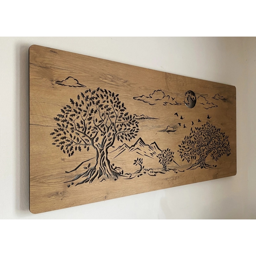 Li-Go 5478/DUB2 - Dimējama LED sienas dekorācija LED/24W/230V 130x60 cm ozols/Četri ozoli un mēness