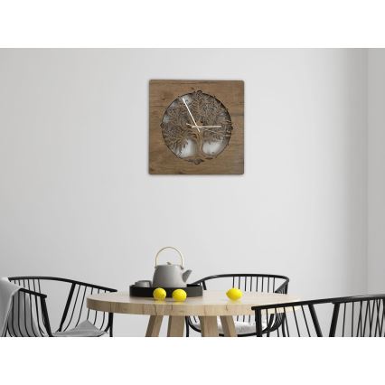 Li-Go 5652/DUB2 - LED pulkstenis ar regulējamu spilgtumu LED/10W/5V 20000 mAh 42x42 cm ozols/ozols aplī + tālvadības pults