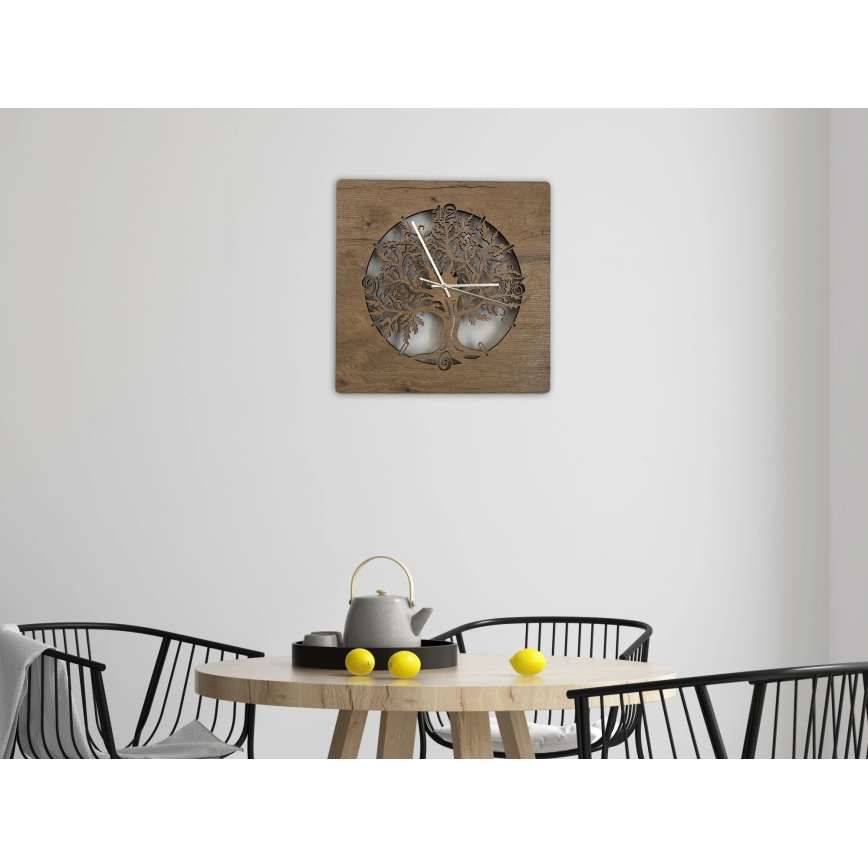 Li-Go 5652/DUB2 - LED pulkstenis ar regulējamu spilgtumu LED/10W/5V 20000 mAh 42x42 cm ozols/ozols aplī + tālvadības pults