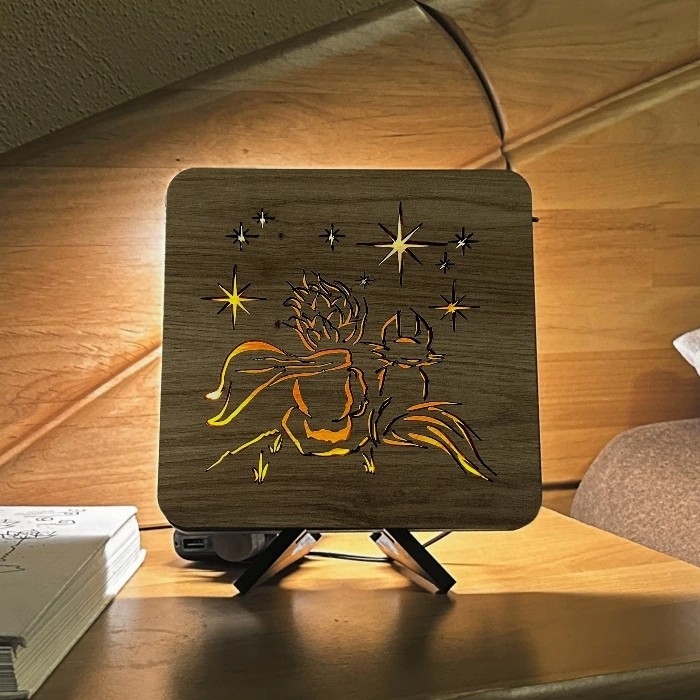 Li-Go 5788/DUB2 - LED galda dekors LED/12W/230V 19x19 cm ozols/Mazais princis