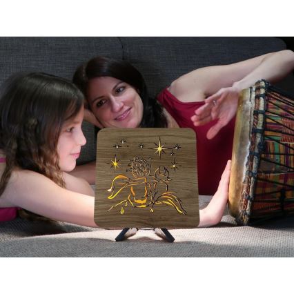 Li-Go 5788/DUB2 - LED galda dekors LED/12W/230V 19x19 cm ozols/Mazais princis