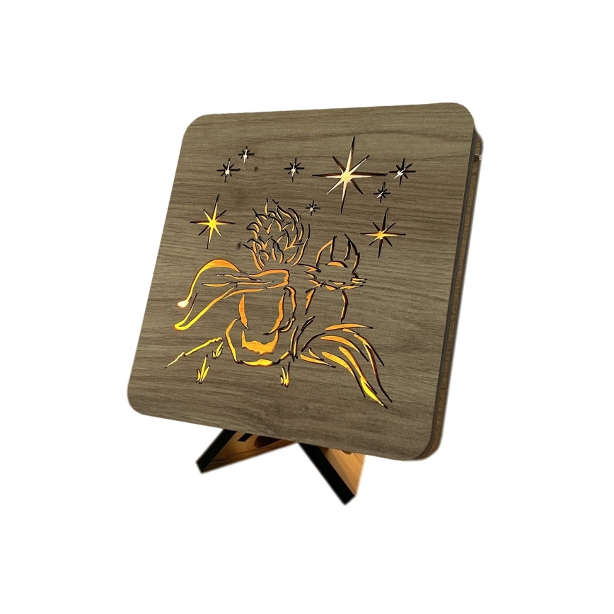 Li-Go 5788/DUB2 - LED galda dekors LED/12W/230V 19x19 cm ozols/Mazais princis