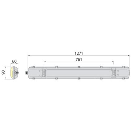 Lielas slodzes dienasgaismas lampa 2xG13/18W/230V IP65 1270 mm