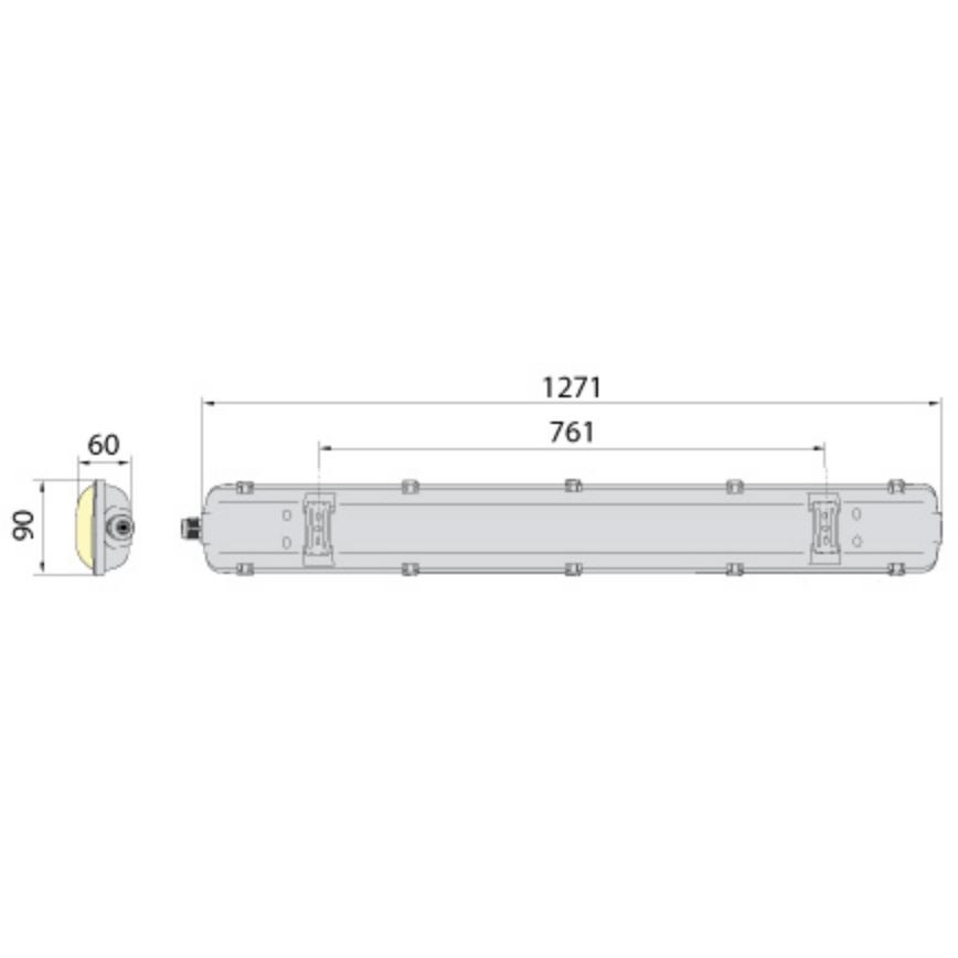 Lielas slodzes dienasgaismas lampa 2xG13/18W/230V IP65 1270 mm