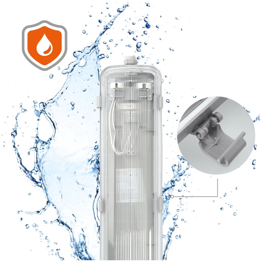 Lielas slodzes dienasgaismas lampa 2xG13/22W/230V IP65