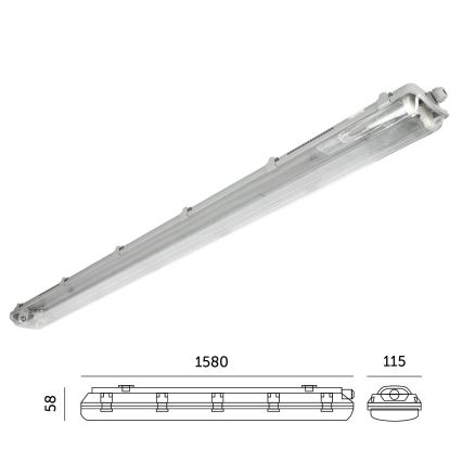 Lielas slodzes dienasgaismas lampa 2xG13/22W/230V IP65