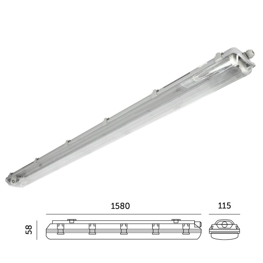 Lielas slodzes dienasgaismas lampa 2xG13/22W/230V IP65