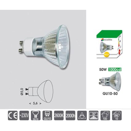 Lielas slodzes halogēna spuldze GU10/50W/230V