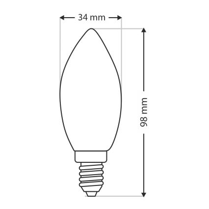 Lielas slodzes spuldze C35 E14/40W/230V 2700K