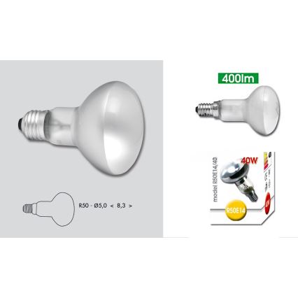 Lielas slodzes spuldze E14/40W/230V 2700K - Ecolite