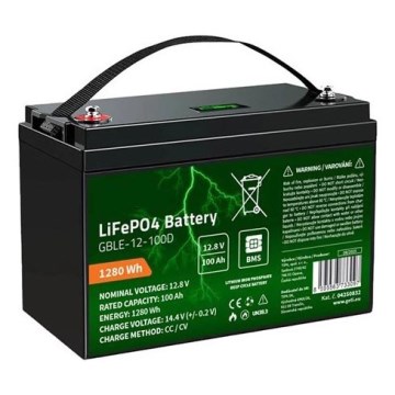 LiFePO4 akumulators ar displeju 12,8 V / 100 Ah
