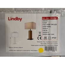 Lindby - Aptumšojama galda lampa GARRY 1xE27/60W/230V + LED/5W/230V
