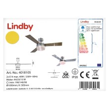 Lindby - Griestu ventilators ALVIN 2xE14/40W/230V + tālvadības pults