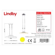 Lindby - LED Aptumšojama lustra ar auklu AMIDALA LED/36W/230V