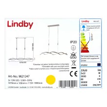 Lindby - LED Aptumšojama lustra ar auklu AURON 2xLED/12W/230V