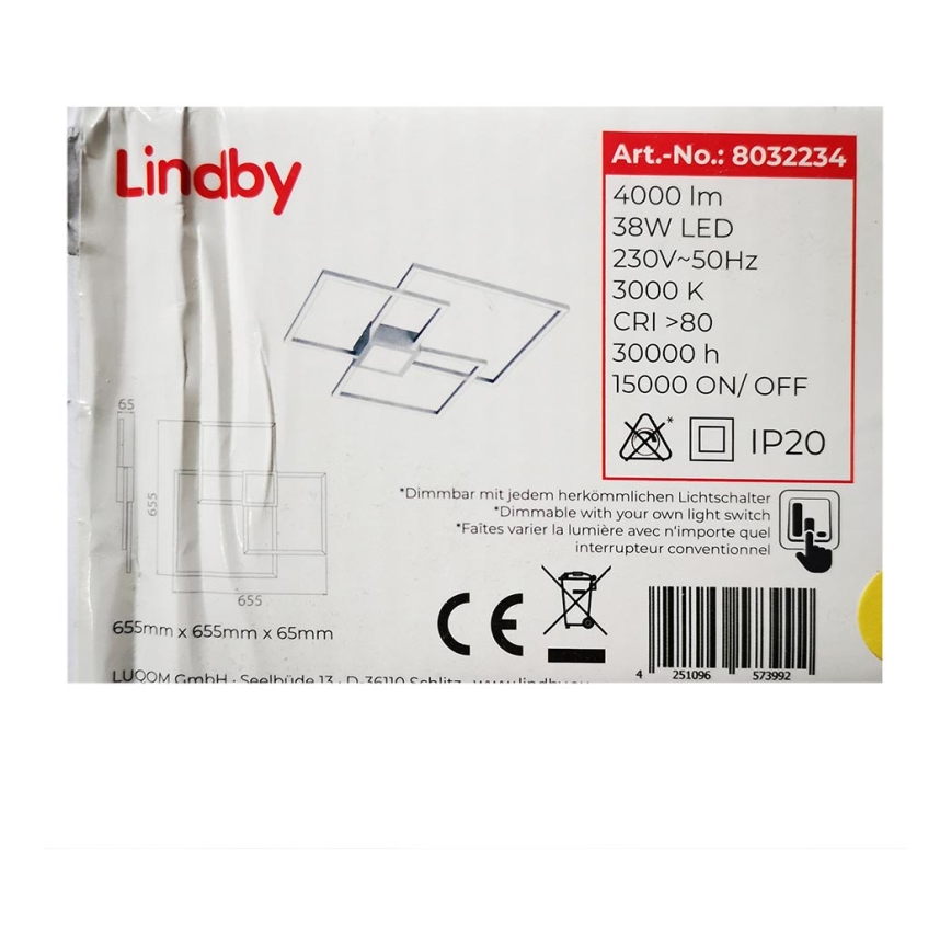 Lindby - LED Aptumšojama virsapmetuma lustra DUETTO LED/38W/230V