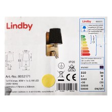 Lindby - LED Sienas lampa AIDEN 1xE14/40W/230V + LED/3,1W