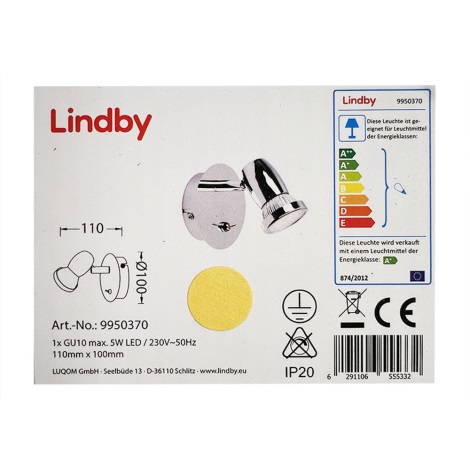 Lindby - LED Sienas starmetis ARMINIUS 1xGU10/5W/230V