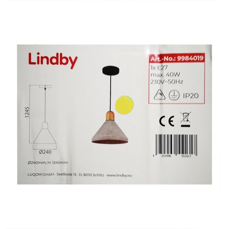 Lindby - Lustra ar auklu CAISY 1xE27/40W/230V