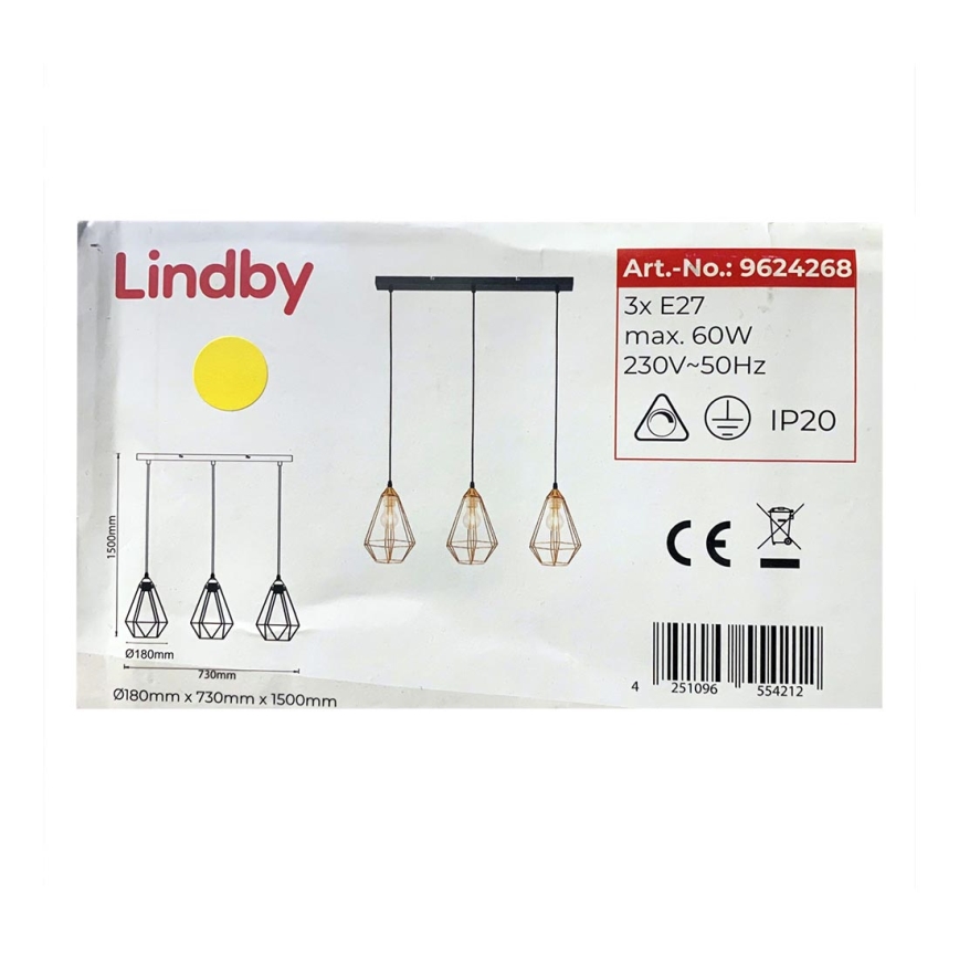 Lindby - Lustra ar auklu ELDA 3xE27/60W/230V