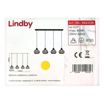 Lindby - Lustra ar auklu FRANCES 4xE27/60W/230V