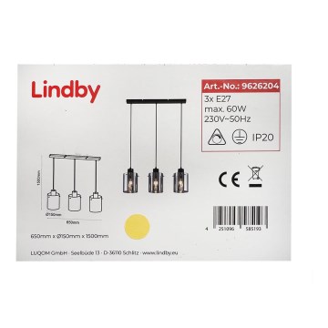 Lindby - Lustra ar auklu KOURTNEY 3xE27/60W/230V