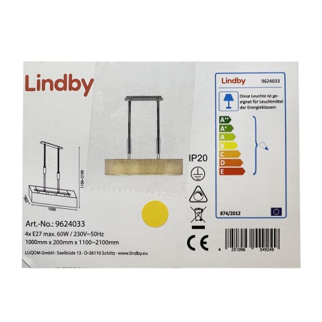 Lindby - Lustra ar auklu MARIAT 4xE27/60W/230V