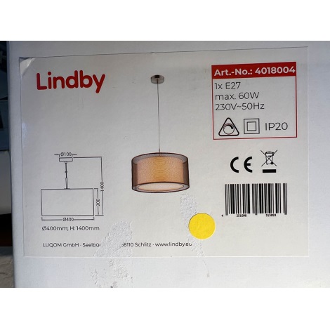 Lindby - Lustra ar auklu NICA 1xE27/60W/230V