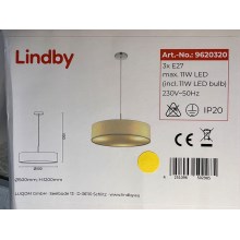 Lindby - Lustra ar auklu SEBATIN 3xE27/11W/230V