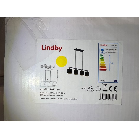 Lindby - Lustra ar auklu VASILIA 4xE14/28W/230V