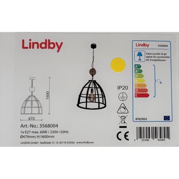 Lindby - Lustra ar ķēdi MAXIMILIA 1xE27/60W/230V