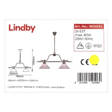 Lindby - Lustra ar ķēdi OTIS 2xE27/60W/230V