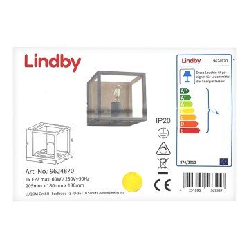 Lindby - Sienas lampa MERON 1xE27/60W/230V