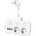 LINEA strāvas sadalītājs ar slēdzi 2x230V + 4xUSB A/C SCHUKO balts